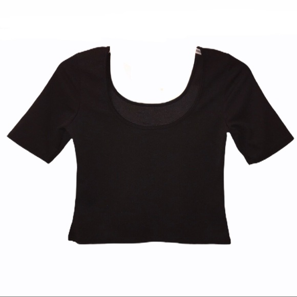 About a Girl Textured Black Crop Top - Sz Lg - Picture 6 of 11